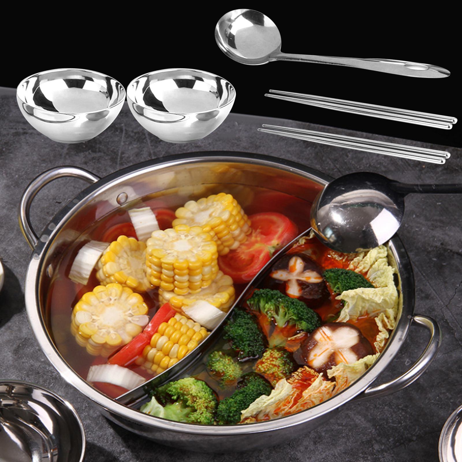 Hot Pot Pan Cooker Cooking Pot Two Flavor Soup Pot Cookware Professional Dual Sided Soup Stockpot for Restaurant Household