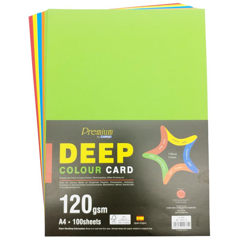Tập 100 Giấy Màu A4 120gsm 5 Màu - Campap CA4781