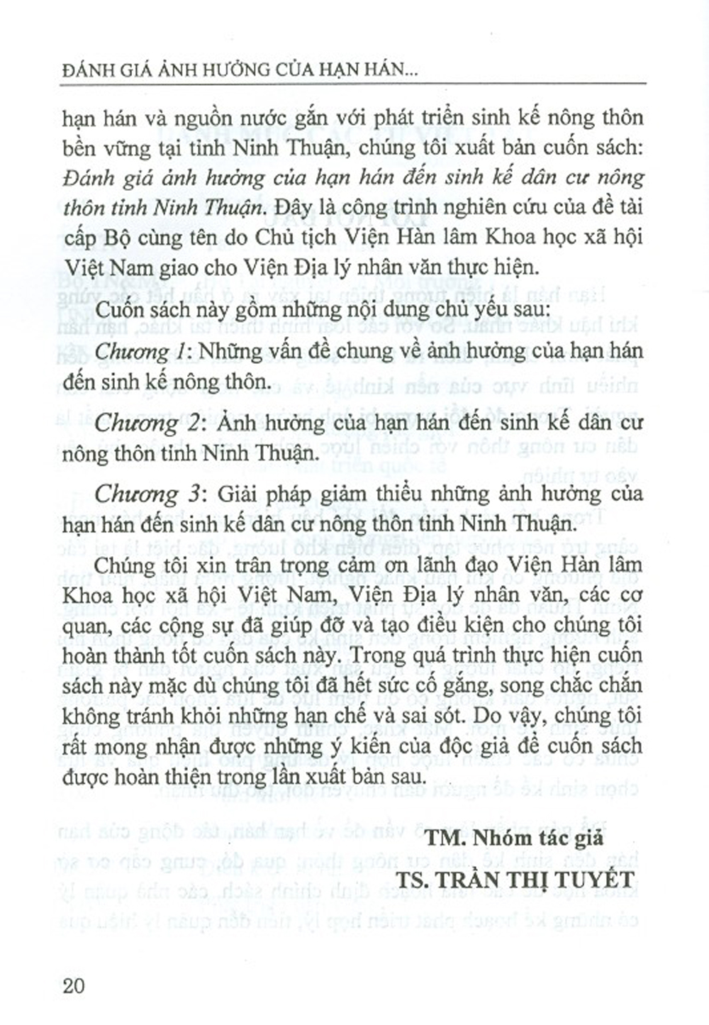 Đánh Giá Ảnh Hưởng Của Hạn Hán Đến Sinh Kế Dân Cư Nông Thôn Tỉnh Ninh Thuận (Sách Chuyên Khảo)