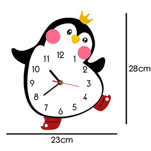 Đồng hồ treo tường trẻ em chim cánh cụt đáng yêu