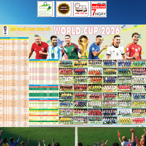 [MUA 1 TẶNG 1] Lịch Thi Đấu Bóng Đá World Cup 2026 ( Kích Thước 86 x 65 Cm )