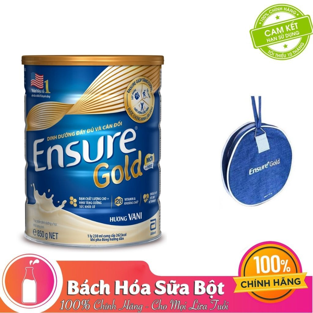 Sữa Bột Abbott Ensure Gold Hương Vani (850g) - Tặng túi trống Ensure