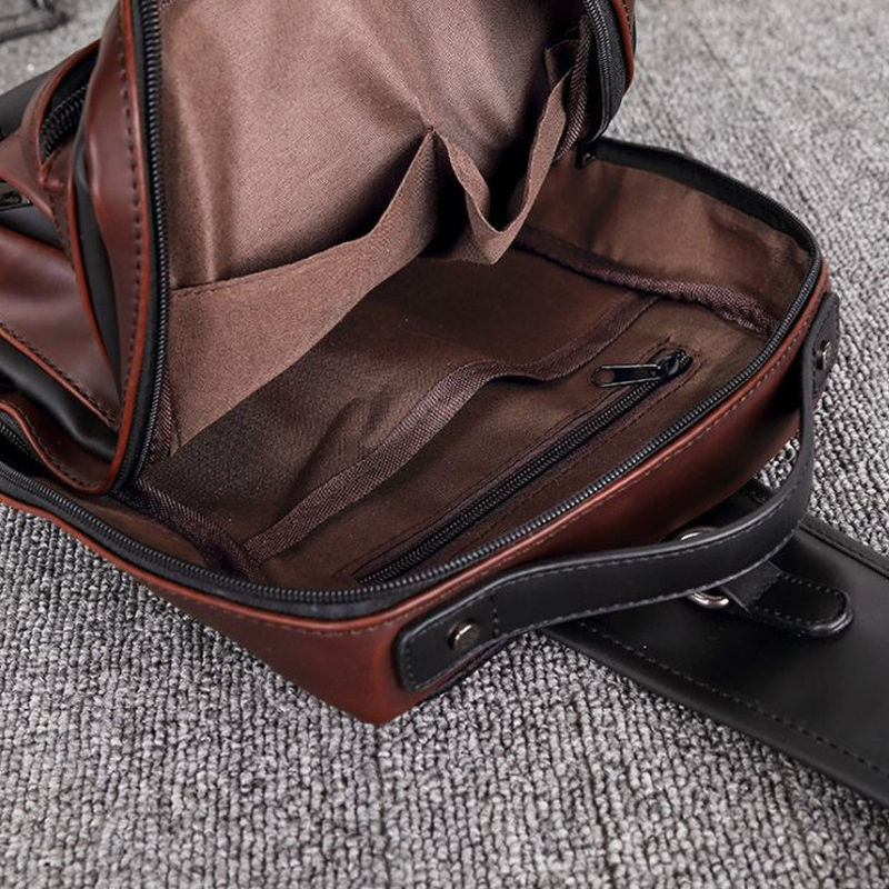 Retro Crazy Horse Leather Chest Bag For Men