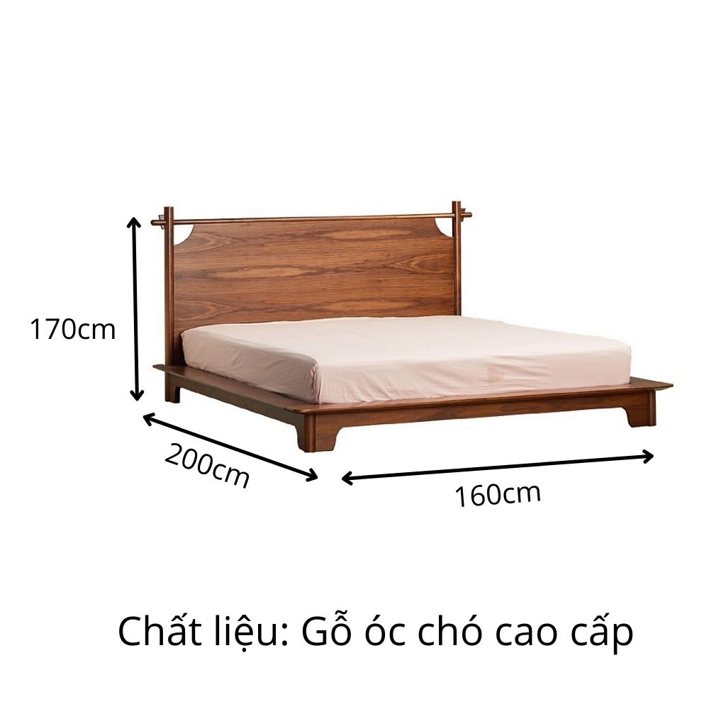 Giường Ngủ Đôi Phong Cách Nhật Bản BAYA AKIO Với Khung Giường Rộng Rãi Làm Từ Chất Liệu Gỗ Óc Chó Và Sở Hữu Những Đường Vân Tự Nhiên 1099898