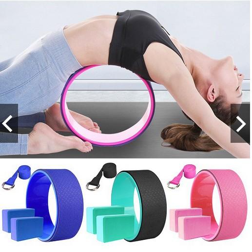 Combo Vòng Tập Yoga 2 Viên Gạch Gối Và 1 Dây Đai Yoga Kích Thước Chuẩn Chính Hãng