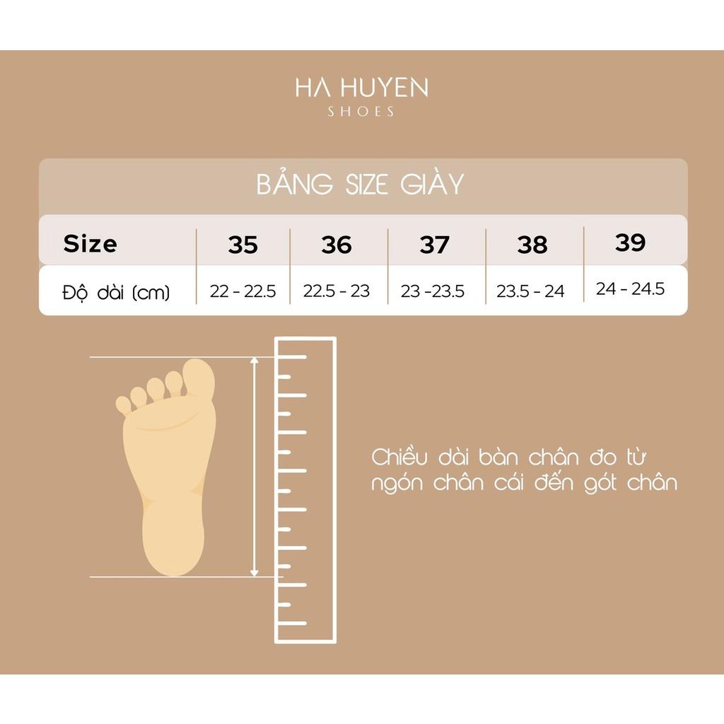 Giày búp bê nữ Hà Huyền Shoes mũi vuông phối nơ kim loại sang trọng - BB207