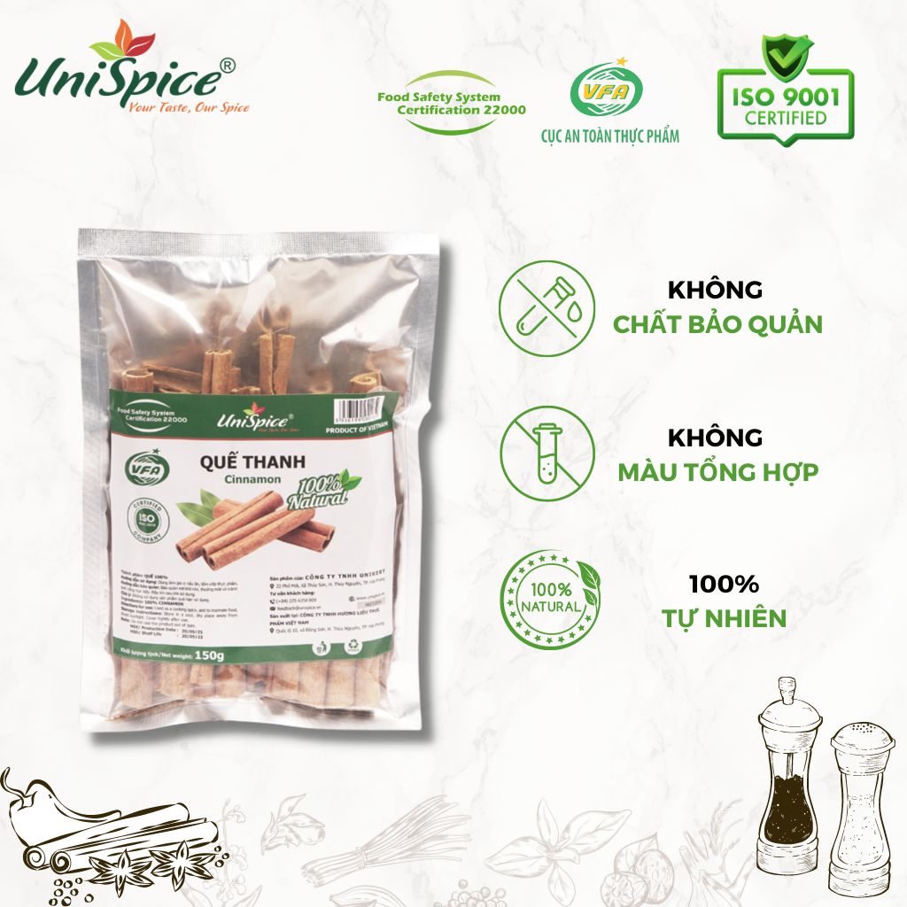 Quế thanh (túi) UniSpice 150gr- Gia vị tự nhiên