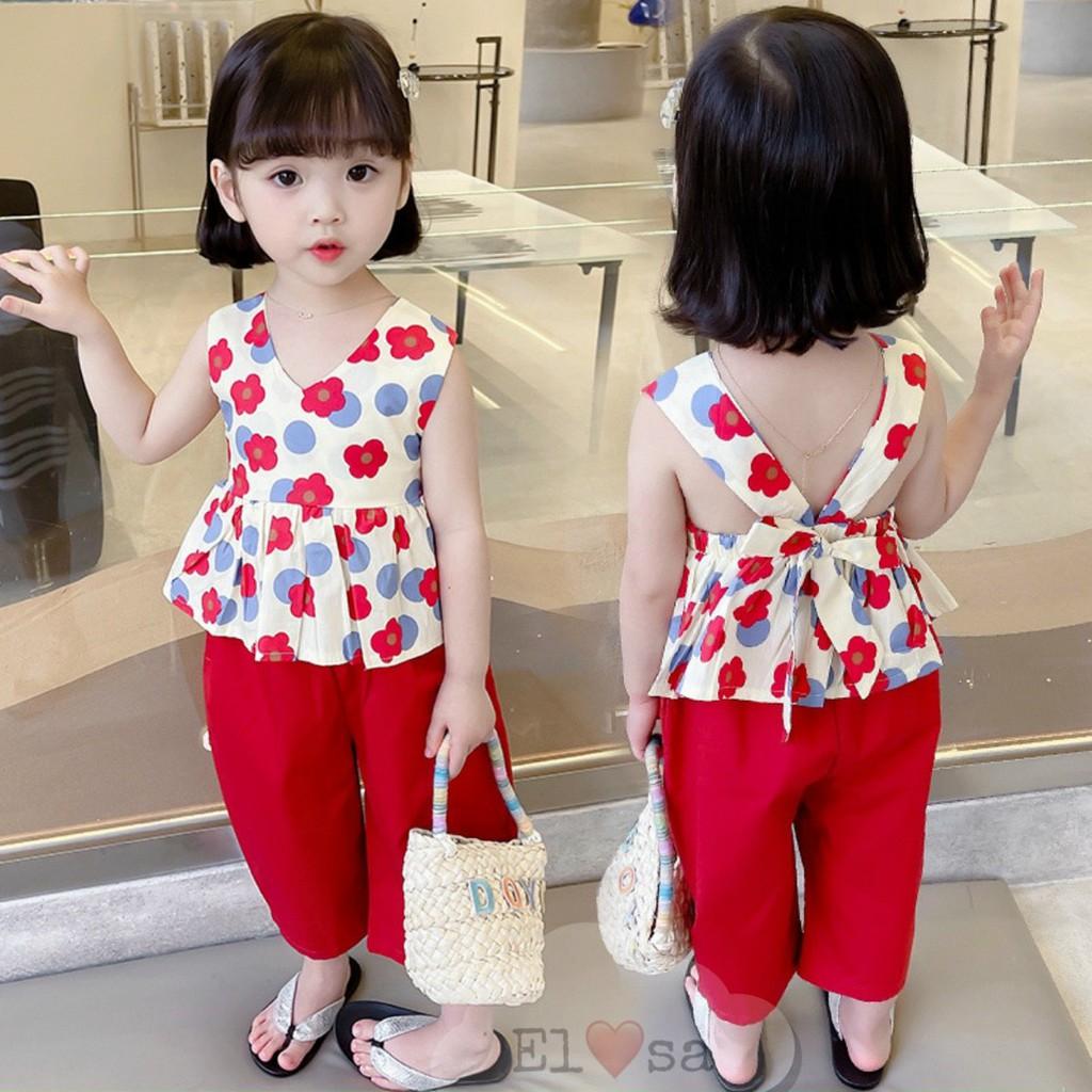 Đồ bộ bé gái - Bộ quần áo bé gái hoa 2 màu 8-19KG