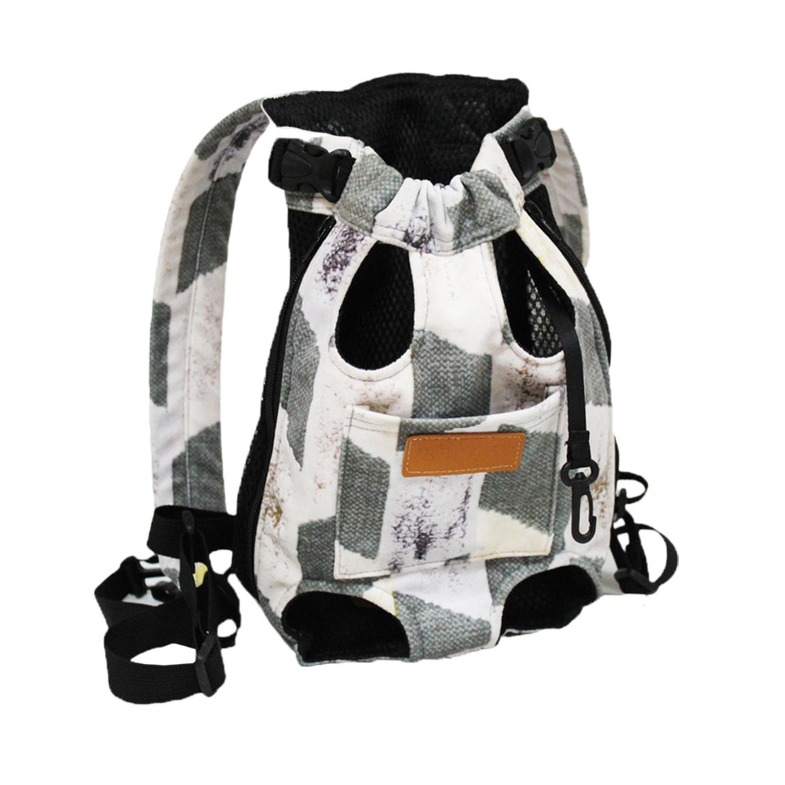 Pet Cat Carrier Backpack Chest Bag with Adjustable S Gray White