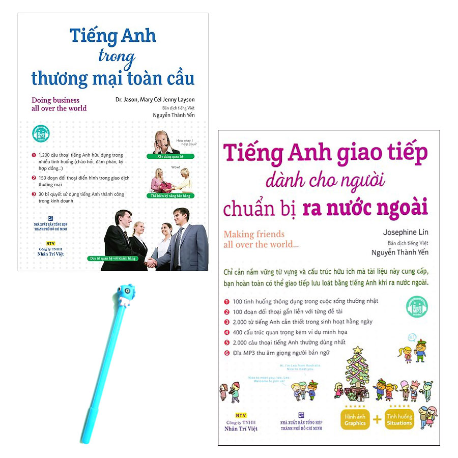 Combo Tiếng Anh Trong Thương Mại Toàn Cầu và Tiếng Anh Giao Tiếp Dành Cho Người Chuẩn Bị Ra Nước Ngoài ( Tặng Kèm Bút )