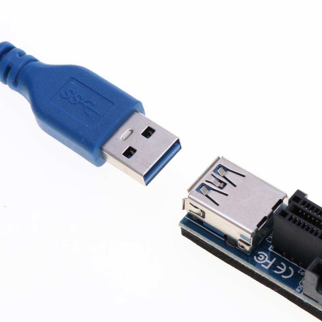Pcie Express -E 1X to 1X Extender Riser Card Adapter USB 3.0 Cable 0.6M