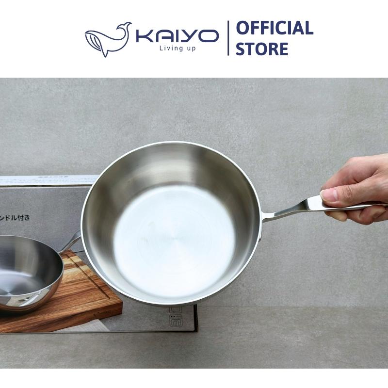 Chảo inox trơn sâu lòng thân đáy liền 3 lớp Tri-Ply Kaiyo, size 24cm