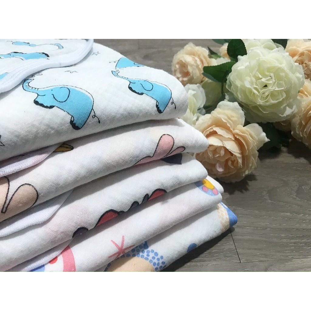 Chăn ủ có mũ 4 lớp nhăn WOOJY in hình 2 mặt cho bé