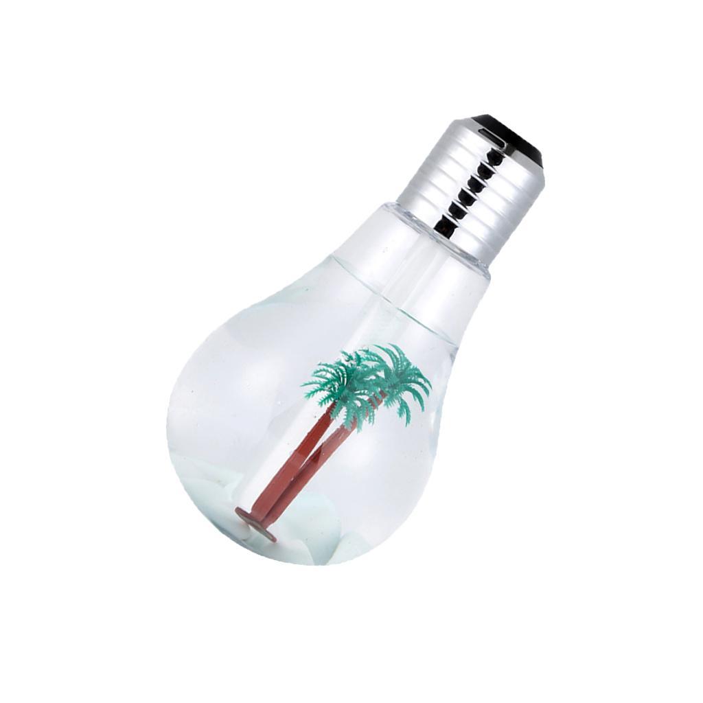 Portable 400ML LED Bulb Humidifier Colorful Light USB Diffuser Air Purifier