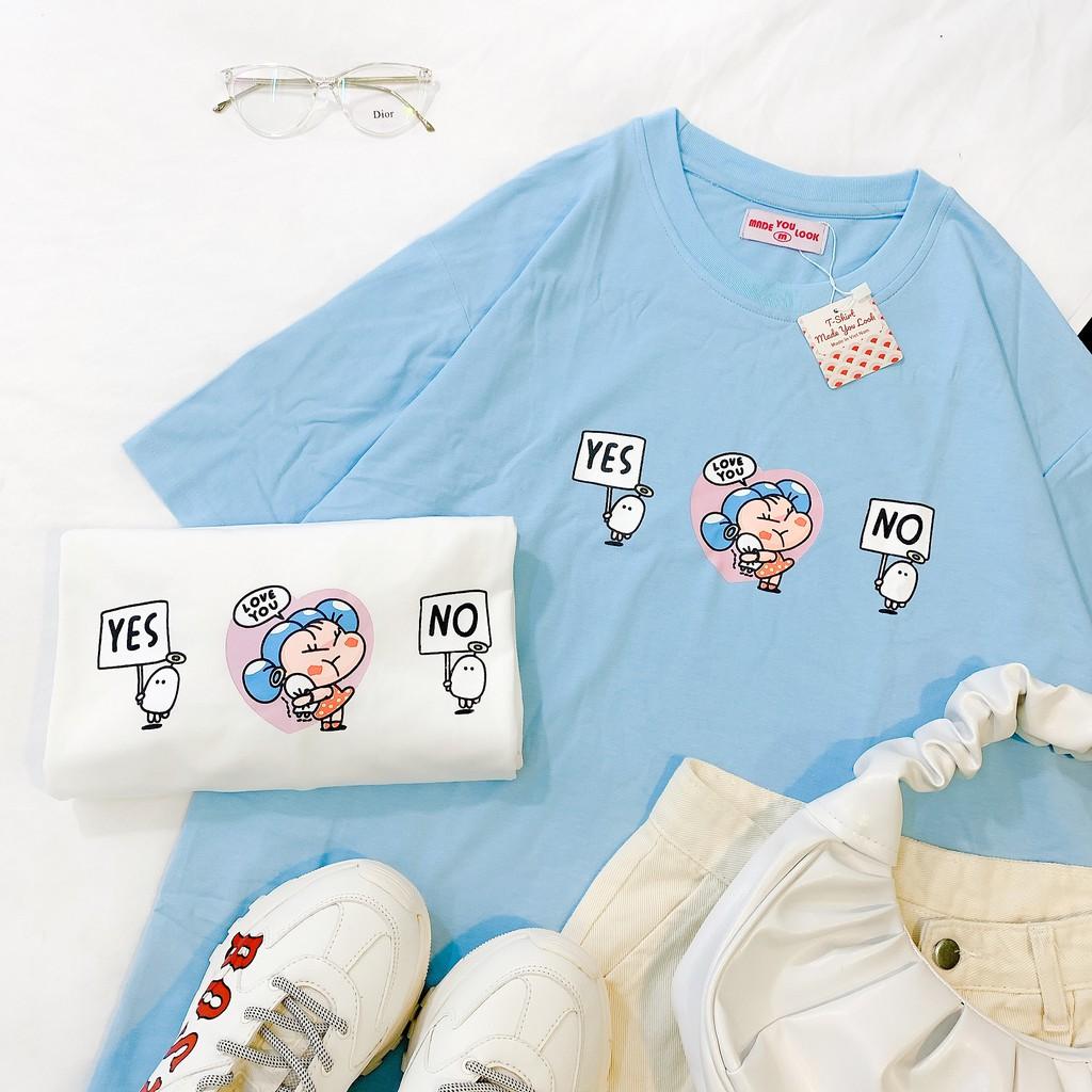 Áo Thun Tay Lỡ Unisex YES NO LOVE YOU Form Rộng Ulzzang