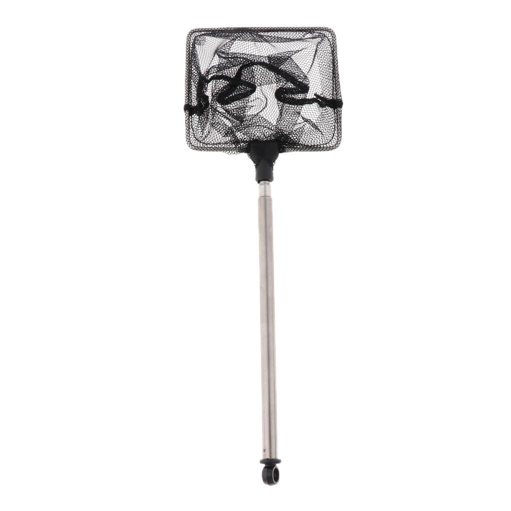 Mini Aquarium Fish Tank Net with Extendable Long Handle for Tank Black