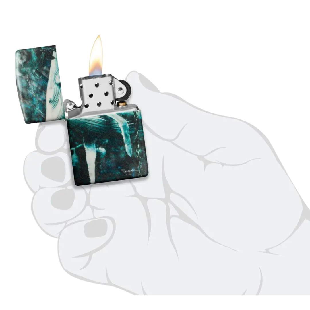Zippo Chính Hãng Mỹ in hình cá Voi Nghệ Thuật Spazuk - Chống gió, vỏ kim loại cao cấp