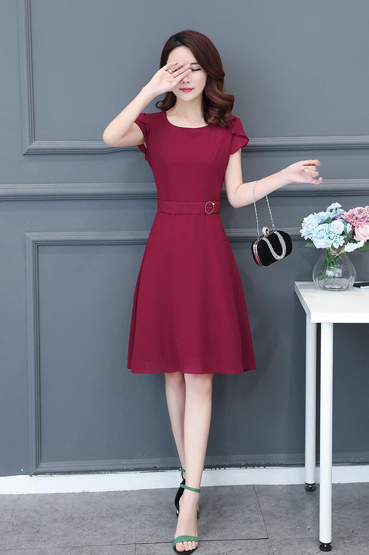 Đầm xòe dự tiệc voan 2 lớp đính kèm phụ kiện eo
