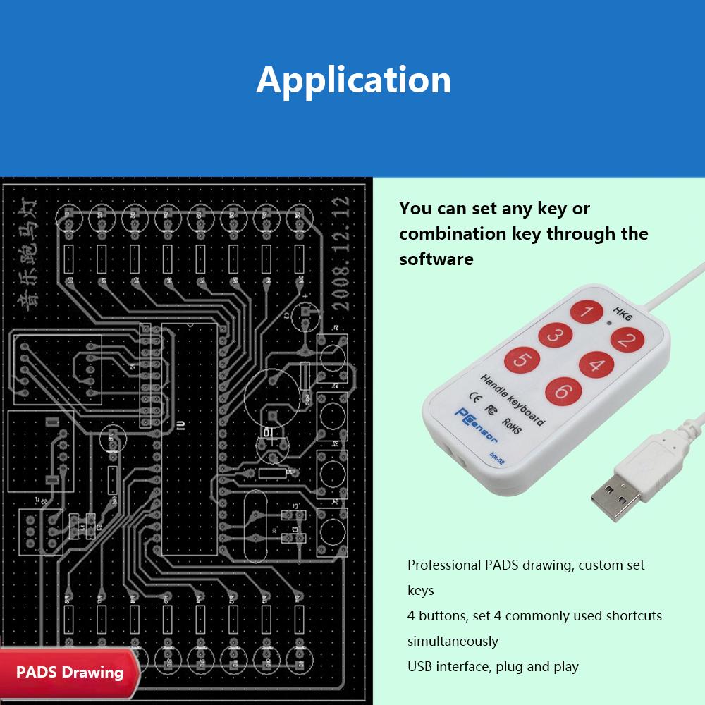 Bàn phím tay cầm HK_6 USB,6 phím tắt tùy chỉnh,Đa phương tiện