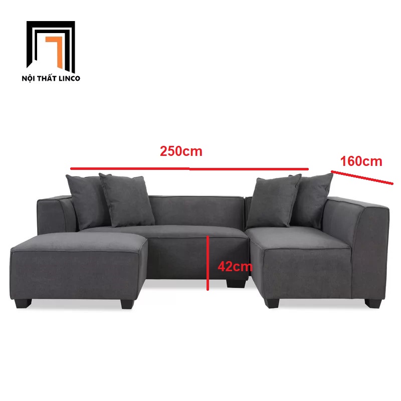 Bộ ghế sofa góc L 2m5 x 1m6 Kingee nhiều màu sắc