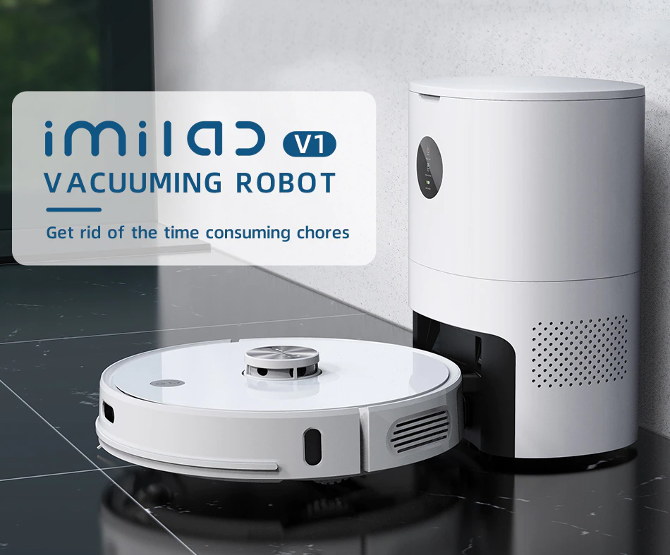 Robot Hút Bụi Lau Nhà XIAOMI Imilab V1, Tự Lên Kế Hoạch Vệ Sinh, Tự Động Rửa Khay Rác, Diện Tích Hoạt Động 200m2, Lực Hút 2700 Pa, Công Suất 50W - Hàng Chính Hãng