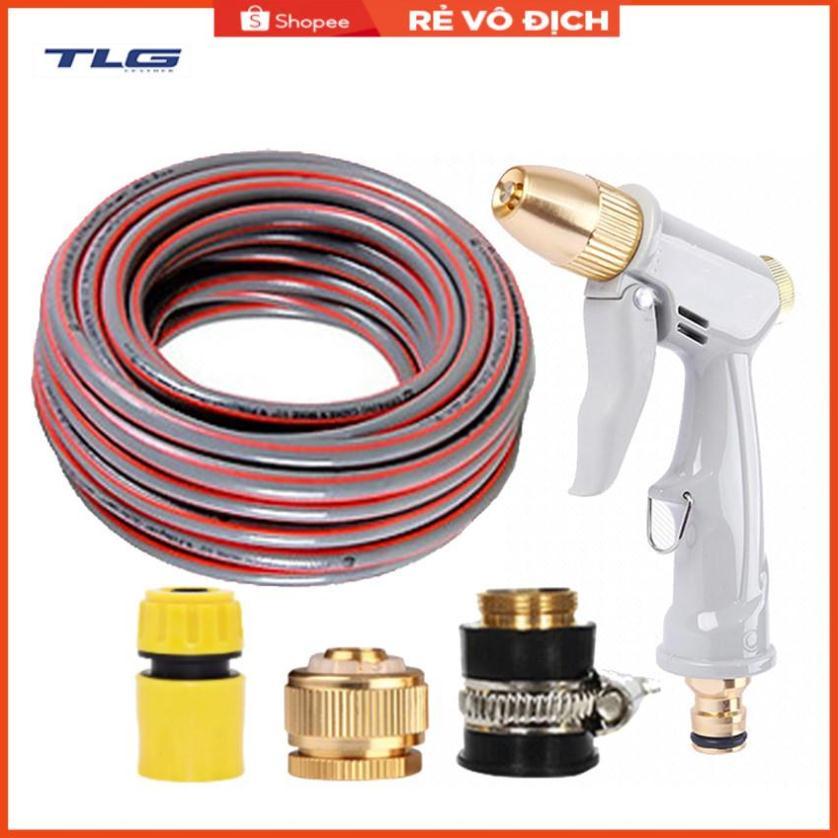 Bộ dây vòi xịt nước tưới cây rửa xe,tăng áp 3 lần, loại 7-10m (cút nhựa nối đồng nhựa) 206846