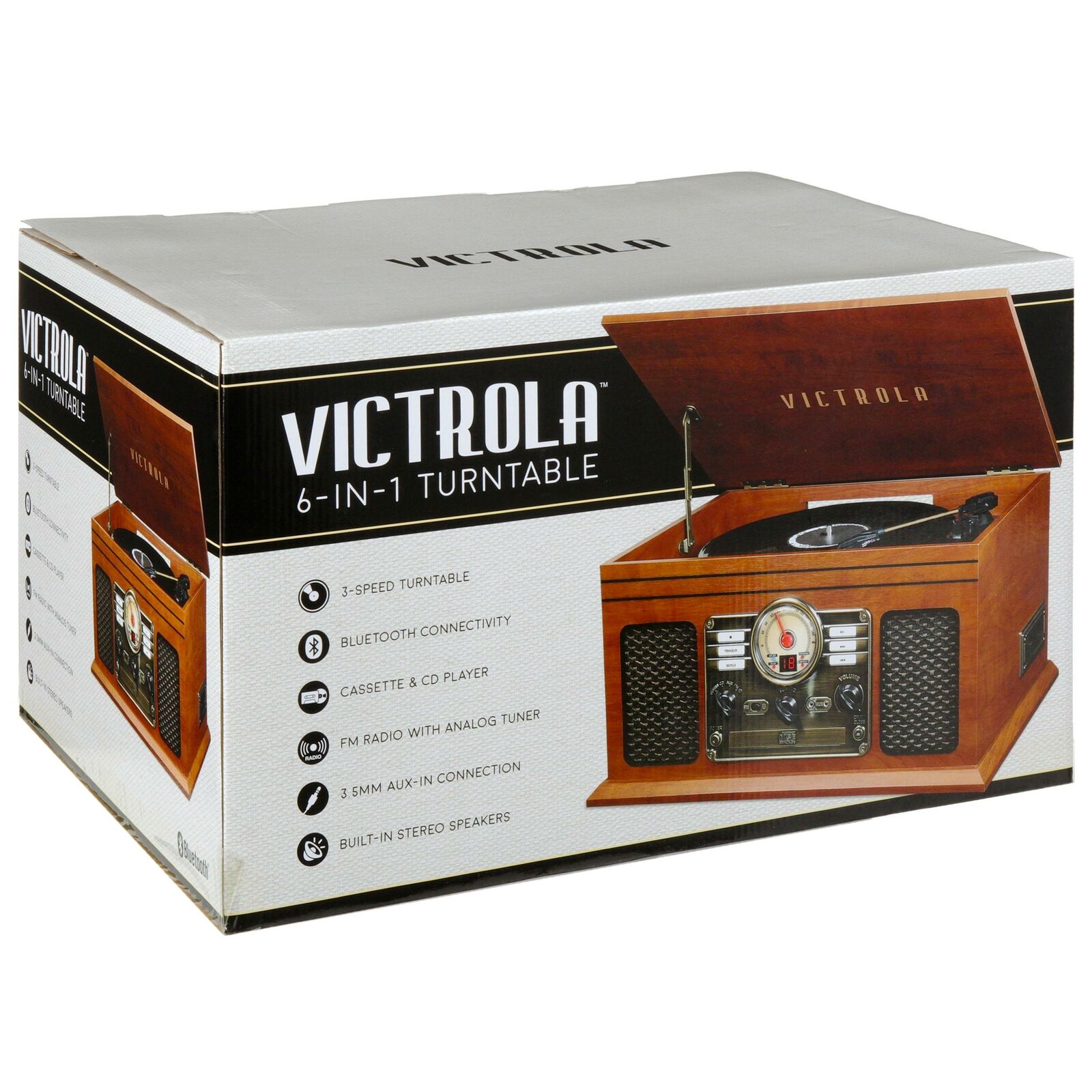 Victrola Classic Turntable 6-in- 1 Nostalgic BT 3- Speed Turntable/CD/Cassett e/Radio - New 100%