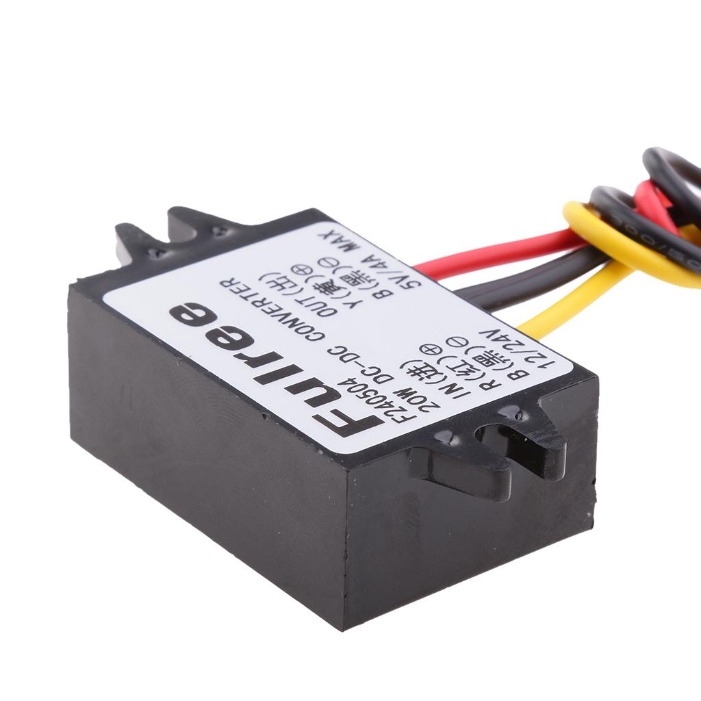DC Volt Converter 8-36V 12V/24V Step Down to 5V 4A/20W Car LED Power Supply Waterproof