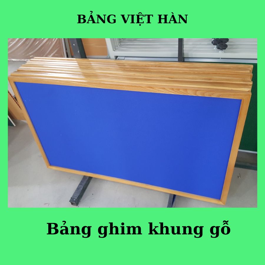 Bảng ghim khung gỗ màu xanh, KT: 60x80cm
