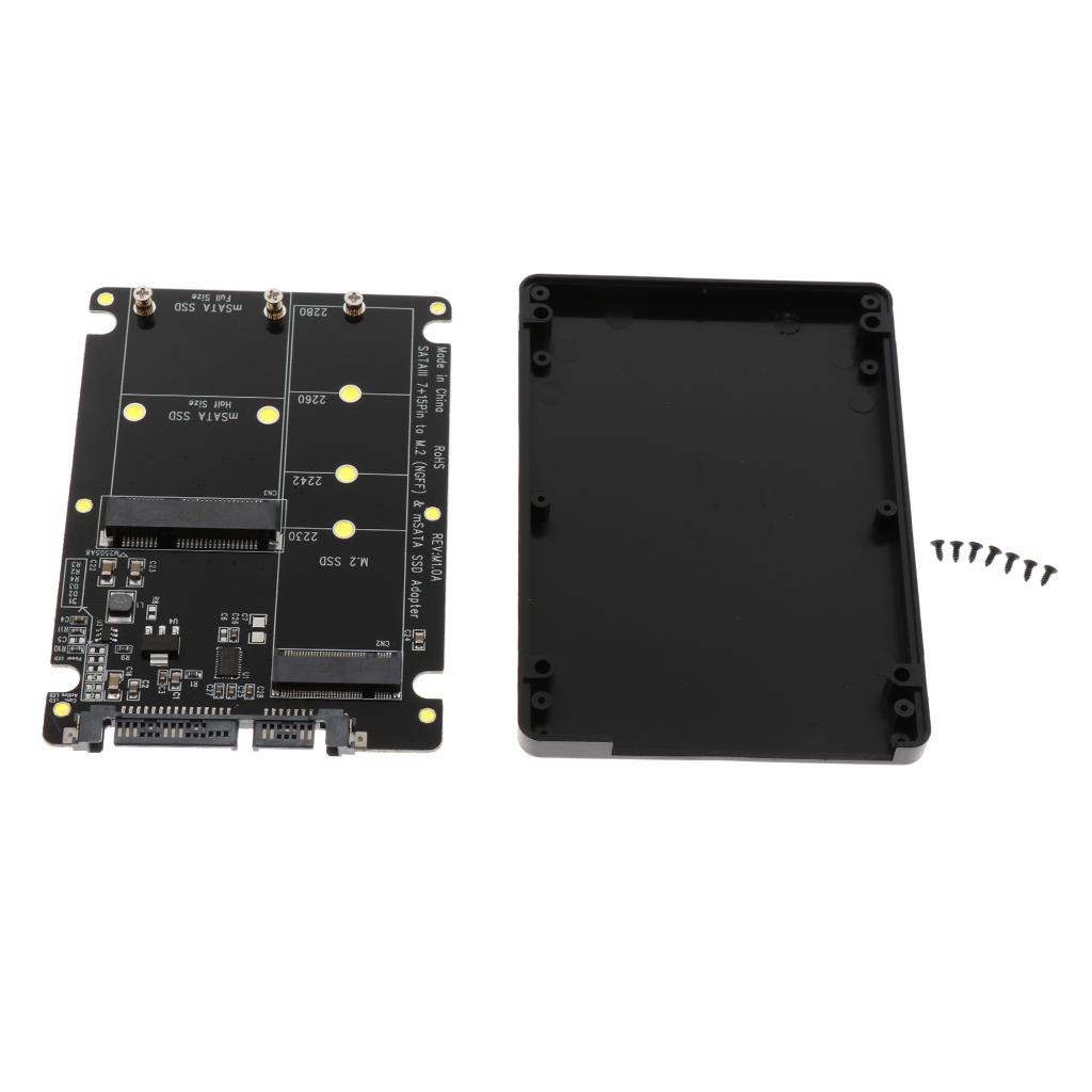 M.2 NGFF & mSATA 2-in-1 Multiple Sized SSD to SATA Adapter Converter Card