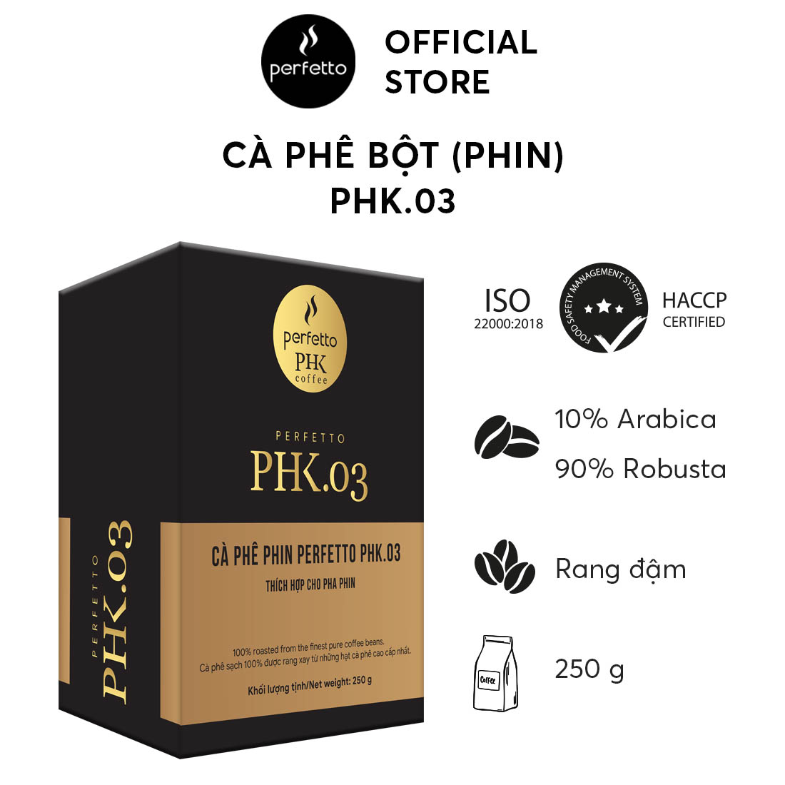 [Gift] Cà phê bột pha phin Perfetto PHK.03 (250g/ 500g)