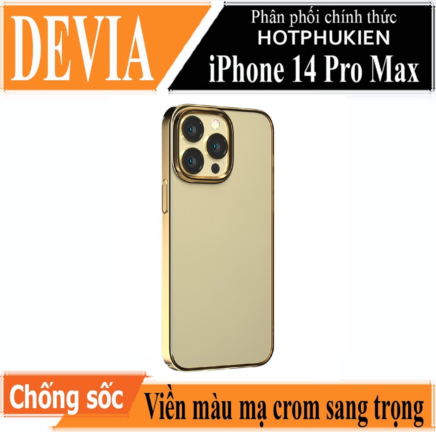 Ốp lưng chống sốc viền màu mạ crom cho iPhone 14 Pro Max thiết kế mặt lưng trong suốt hiệu DEVIA Crystal Series Shockproof Case - hàng nhập khẩu
