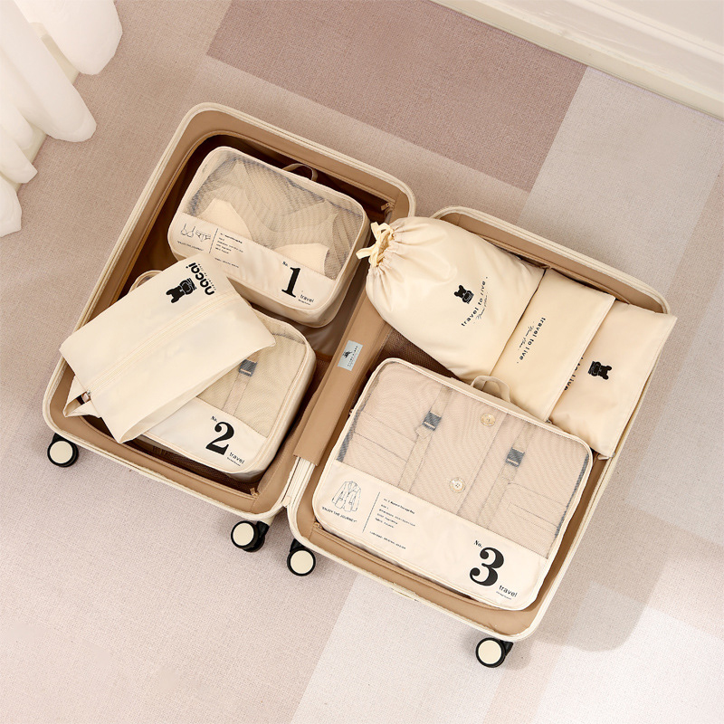 Set 7 Túi Đựng Đồ Du Lịch Họa Tiết KUNBE Giúp Phân Loại Quần Áo Đồ Dùng Ngăn Nắp, Chống Thấm Nước Phù Hợp Để Vali