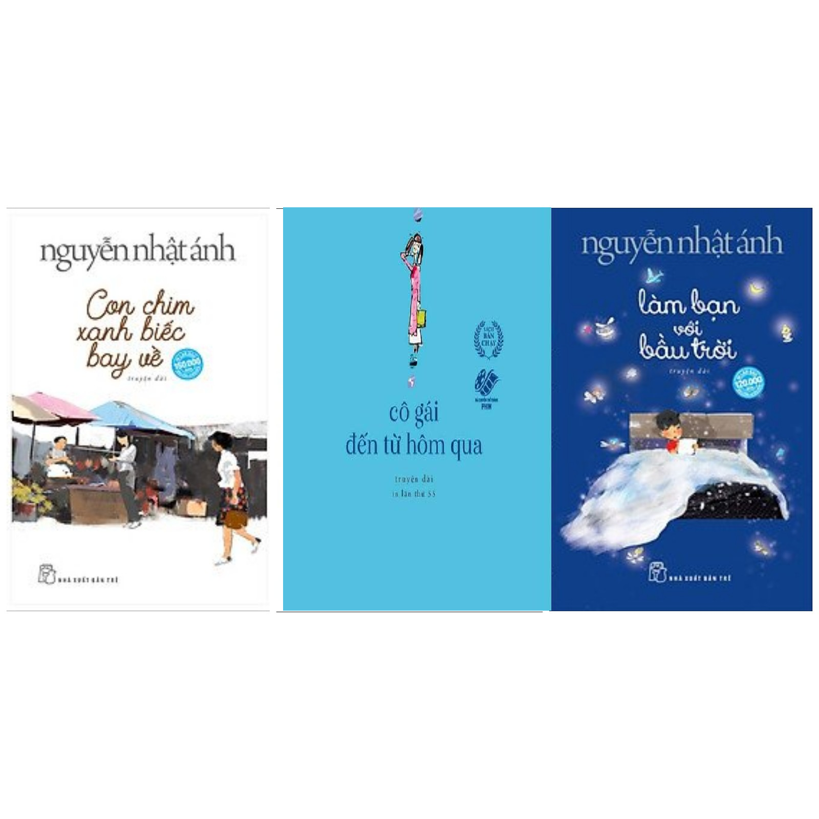 Combo sách hay của Nguyễn Nhật Ánh: Con Chim Xanh Biếc Bay Về (Bìa Mềm) + Cô Gái Đến Từ Hôm Qua + Làm Bạn Với Bầu Trời