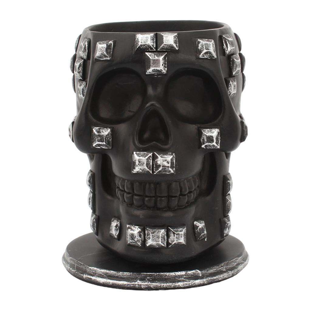Rotatable Skull Pen Holder Office Desktop Decor Stationery Organizer