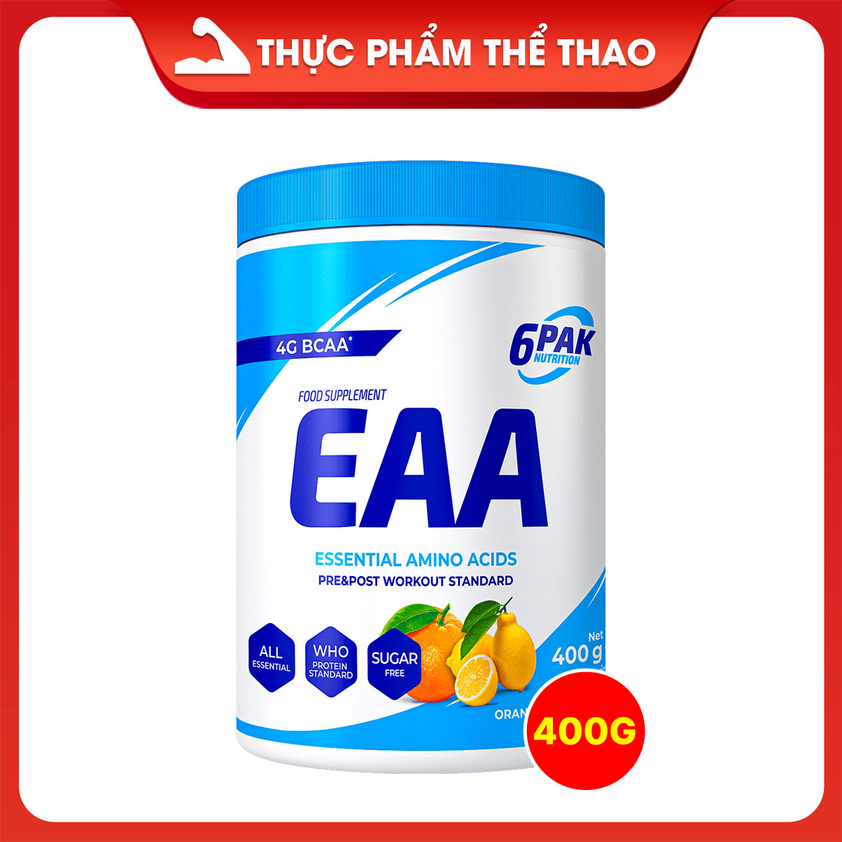 (DATE T5,T6/2025)Amino Axit 6PAK EAA 400g - Hỗ Trợ Sức Bền Trong Tập Luyện - Nhiều Hương Vị - TREC NUTRITION
