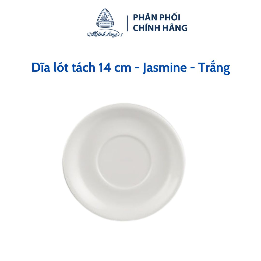 Dĩa lót tách 14 cm - Jasmine - Trắng - Gốm sứ cao cấp Minh Long I