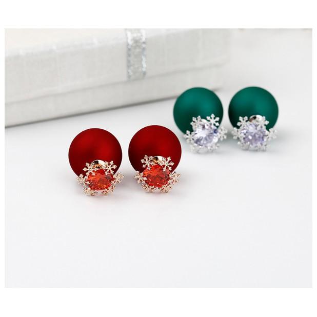 Bông tai hoa tuyết trân châu đỏ