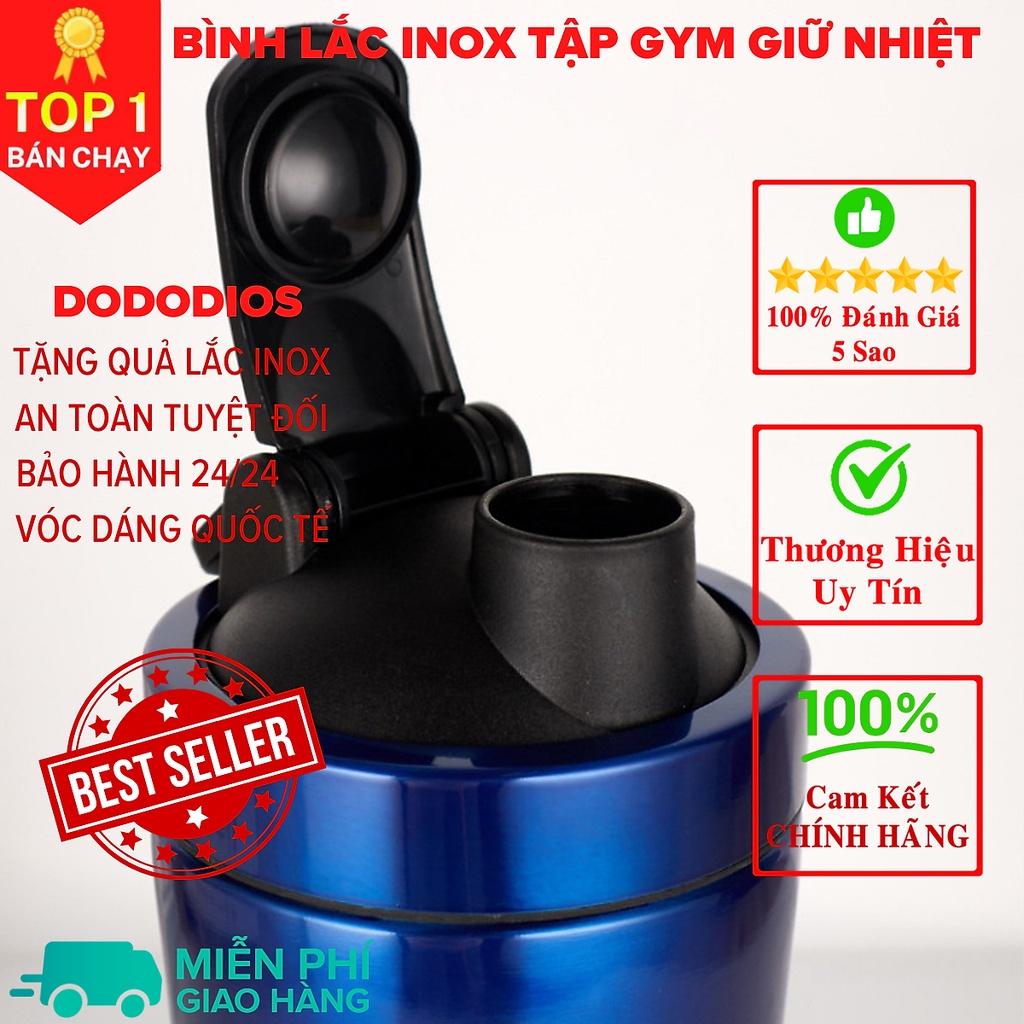 DoDoDios bình lắc gym shaker bằng inox giữ nhiệt 304 + Tặng quả lắc - Màu Đỏ