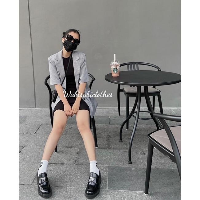 Áo blazer kẻ tay lửng Wabisabi N0606