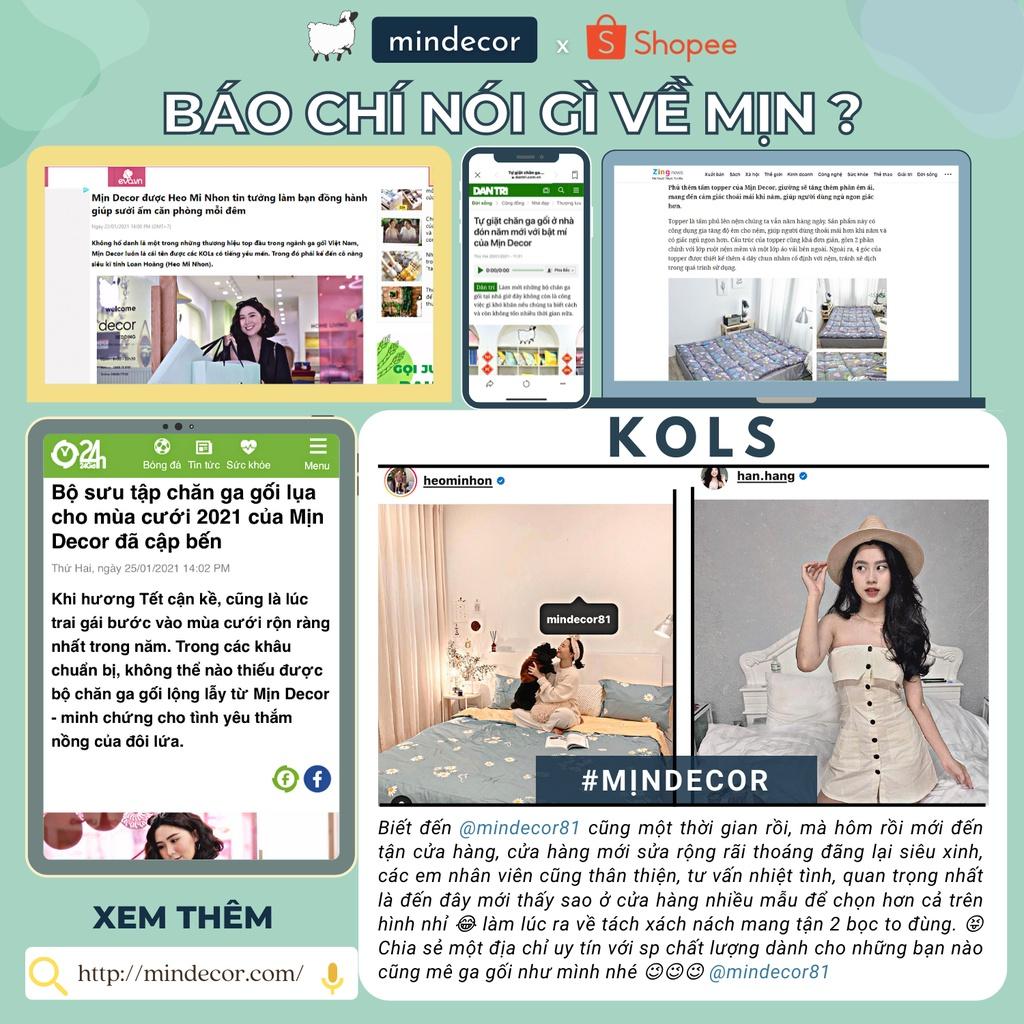 Bộ ga gối cotton lá khoai, bộ ga giường mát mịn bo chun miễn phí