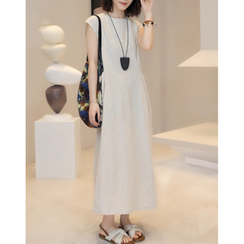 Áo sơ mi váy dáng dài, chất liệu đũi mềm mịn, form dài rộng kiểu Hàn Quốc, áo váy nữ, NeSa Shop AT15