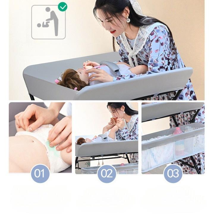 Bàn Thay Tã Chăm Sóc Bé Xếp Gọn Castle Baby Full (Có Bánh Xe)