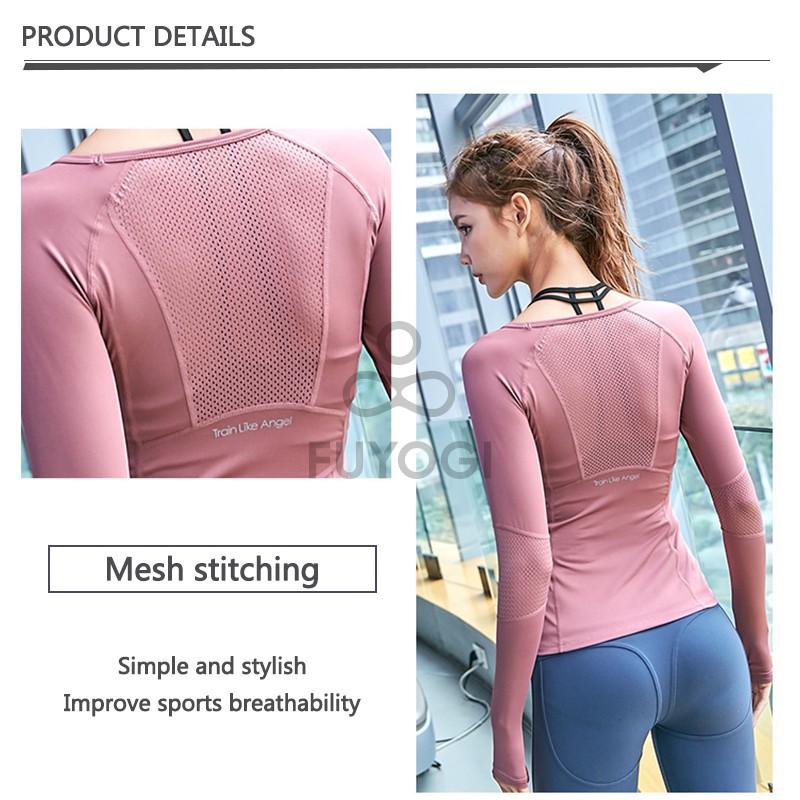 Áo Thun Thể Thao Tay Dài Phối Lưới Thoáng Khí Cho Nữ