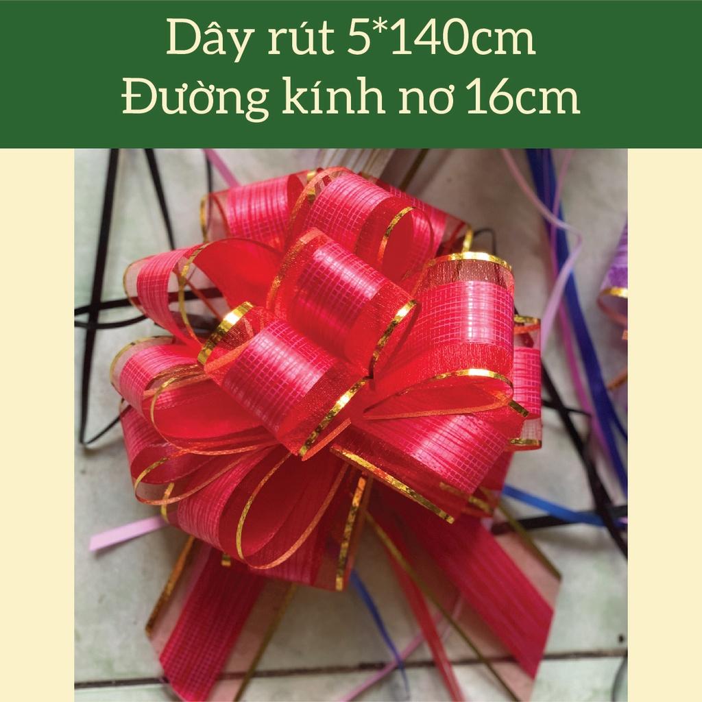 10 Nơ tú cầu lớn sọc voan viền vàng nhiều màu 5x140cm