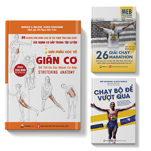 Sách - COMBO 3 cuốn - 26 giải chạy marathon + Chạy bộ để vượt qua + Giải phẫu học về giãn cơ - Pandabooks