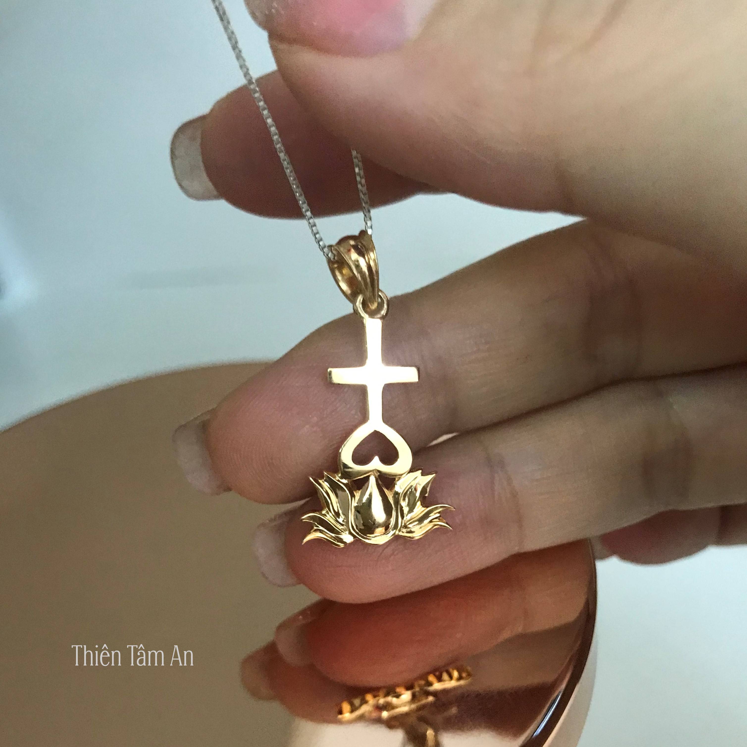 Mặt dây chuyền Thiên Tâm chất liệu Bạc mạ vàng 24K loại 2cm thiết kế thanh lịch gia công tinh xảo