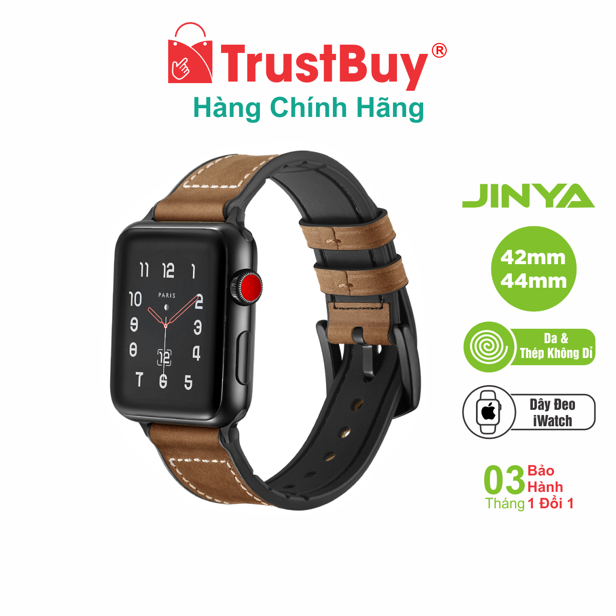 Dây Đeo cho Apple Watch 42mm và 44mm Cao Cấp JINYA HERO LEATHER - JA4037 - Hàng Chính Hãng