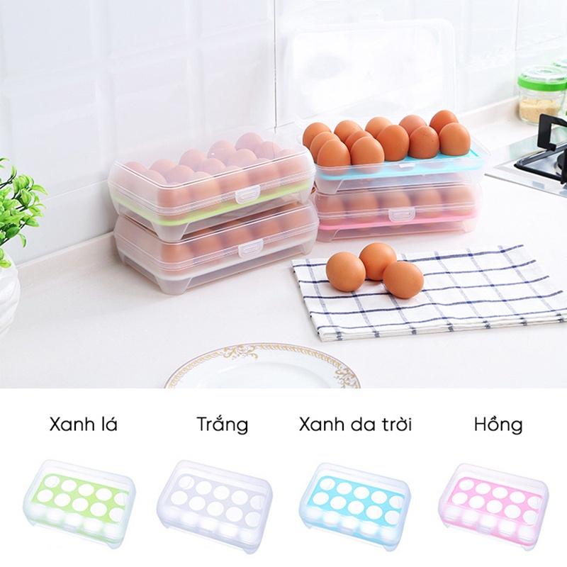 Hộp Nhựa Trong Suốt Đựng Trứng 15 Ô Chống Bể Thông Minh Có Nắp Đậy Tiện Lợi