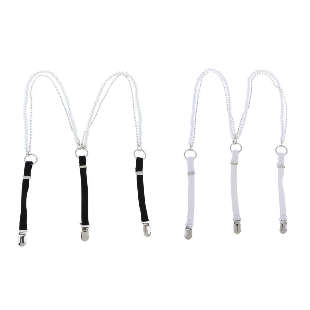 Black+White Suspenders Women   Y-back Trousers Adjustable Shirt Braces